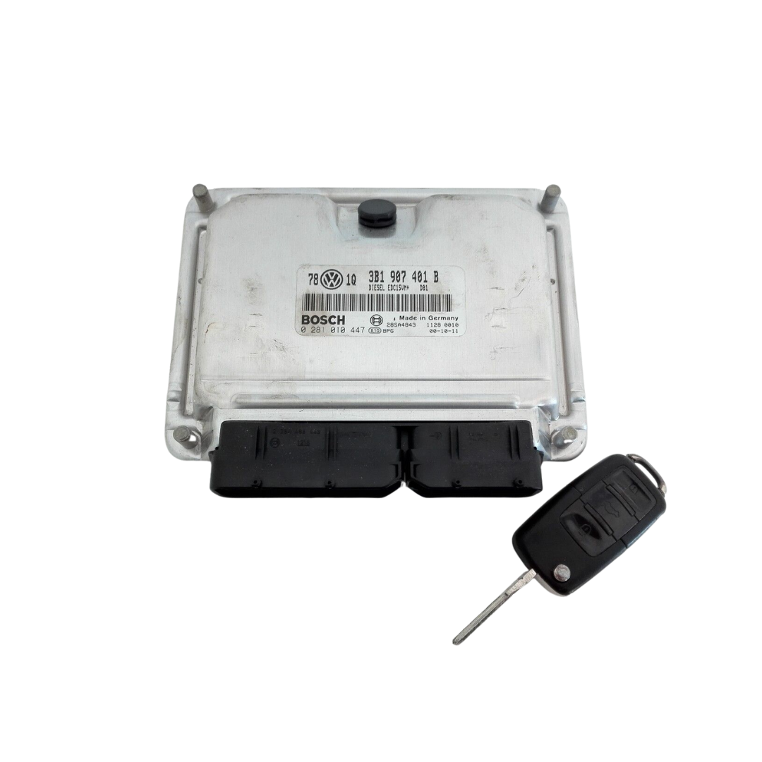 Motorsteuergerät 3B1907401B / 0281010447 + Schlüssel – VW Passat